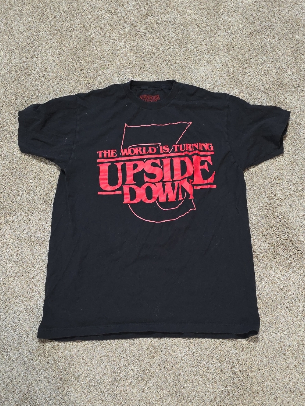 Upside Down Graphic Tee - Black with Red Print